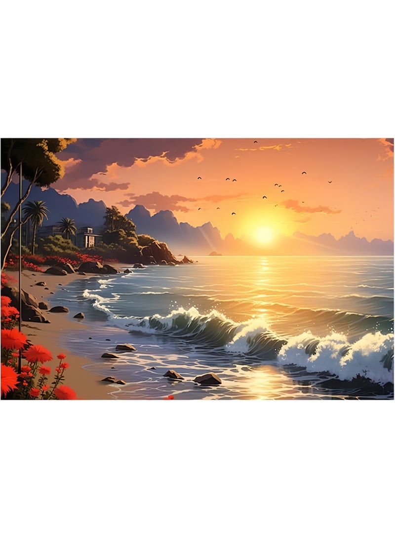 1000 piece puzzle | Seaside Sunset Theme Puzzle | Puzzles and puzzle leisure toys suitable for adults and children - Image 1