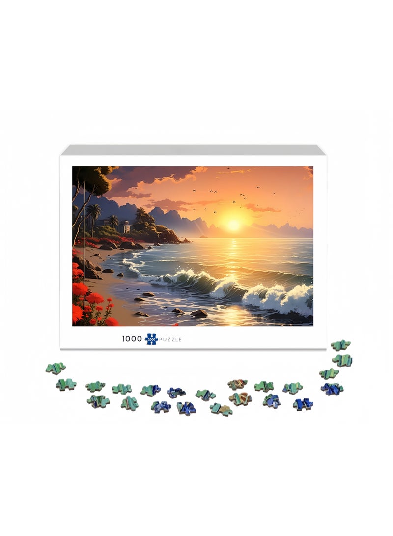 1000 piece puzzle | Seaside Sunset Theme Puzzle | Puzzles and puzzle leisure toys suitable for adults and children - Image 2