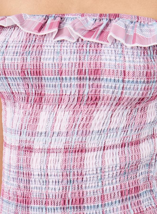 تايك تو فستان ماكسي - مكشوف الكتفين كاروهات - Image 4