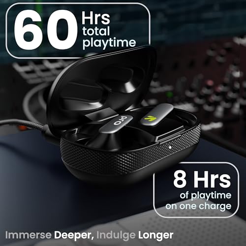 GOBOULT Y1 Pro Ear Buds Wireless 60H Playtime, 4 Mics Calling, 45ms Low Latency Gaming, Made in India,13mm Bass Driver Earbuds Buds TWS Bluetooth Wireless Earphone (Jet Black) - Image 3