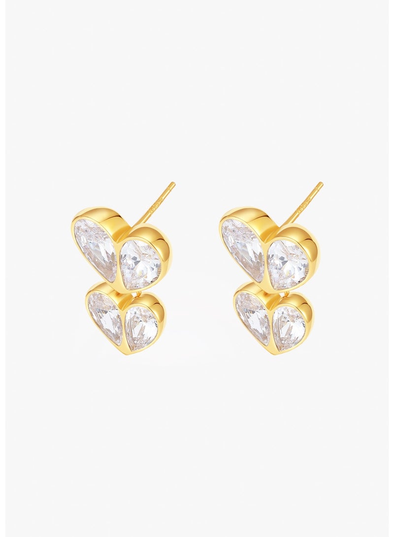 Raia Heartbeat Earrings - S925 Silver Plated with 18K Gold - Cubic Zirconia - Image 2