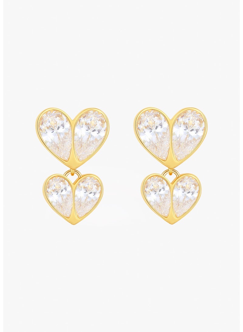Raia Heartbeat Earrings - S925 Silver Plated with 18K Gold - Cubic Zirconia - Image 1