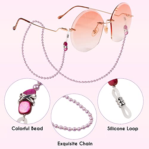 TXIN Pearl Beaded Eyeglass Chain Holder, Elegant Sunglasses Reading Glasses Cord Neck Strap Rope Holder for Women Girls (White) - Image 3