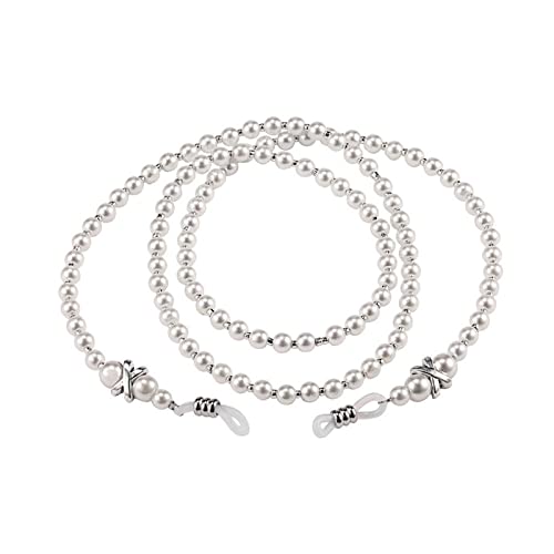 TXIN Pearl Beaded Eyeglass Chain Holder, Elegant Sunglasses Reading Glasses Cord Neck Strap Rope Holder for Women Girls (White) - Image 1