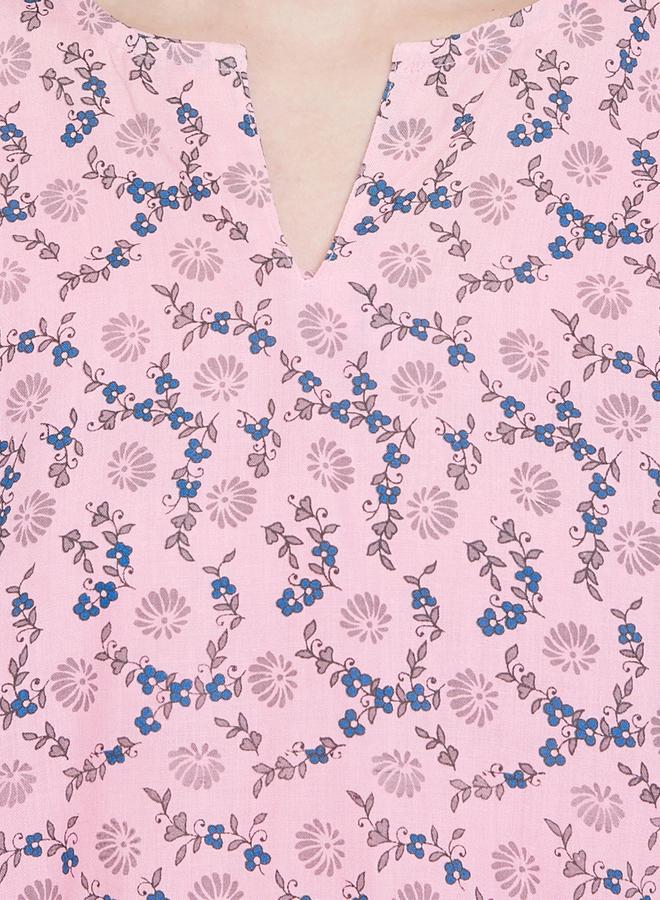 Clovia Women Printed Pink Cotton Blend Pyjama Set - Image 5