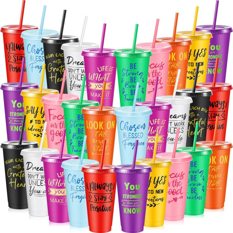Uiifan 30 Pcs Inspirational Cups Bulk Appreciation Gifts for Employee Coworker Staff Team Thank You Gifts, Office Prizes for Adults Work Party Favors, Associates, Giveaways (Bright Color) - Image 1