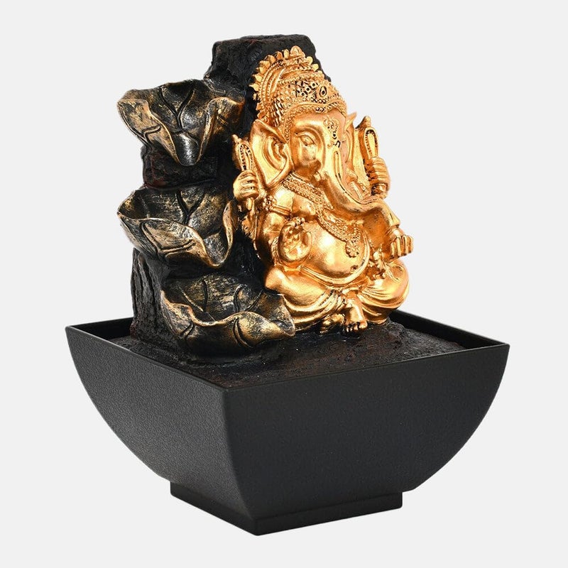 SPLICE SPLICE Polyresin Ganesha Water Fountain with LED Lights Ideal for Pooja Room Home Decoration  - Image 3