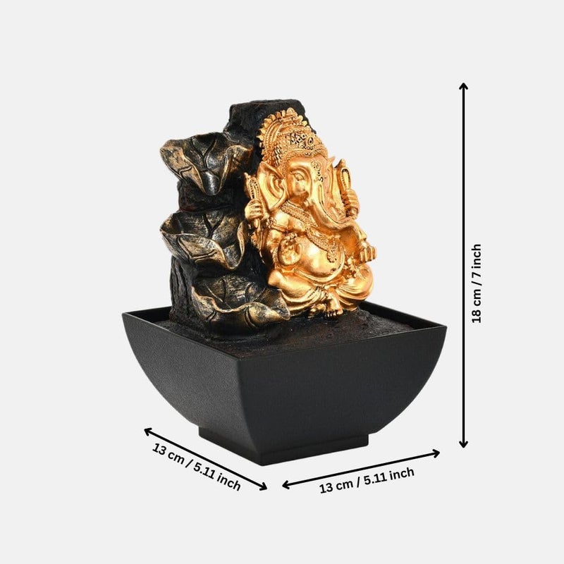 SPLICE SPLICE Polyresin Ganesha Water Fountain with LED Lights Ideal for Pooja Room Home Decoration  - Image 2
