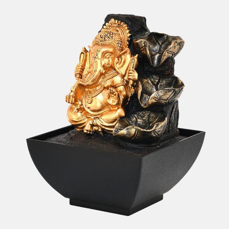 SPLICE SPLICE Polyresin Ganesha Water Fountain with LED Lights Ideal for Pooja Room Home Decoration  - Image 4