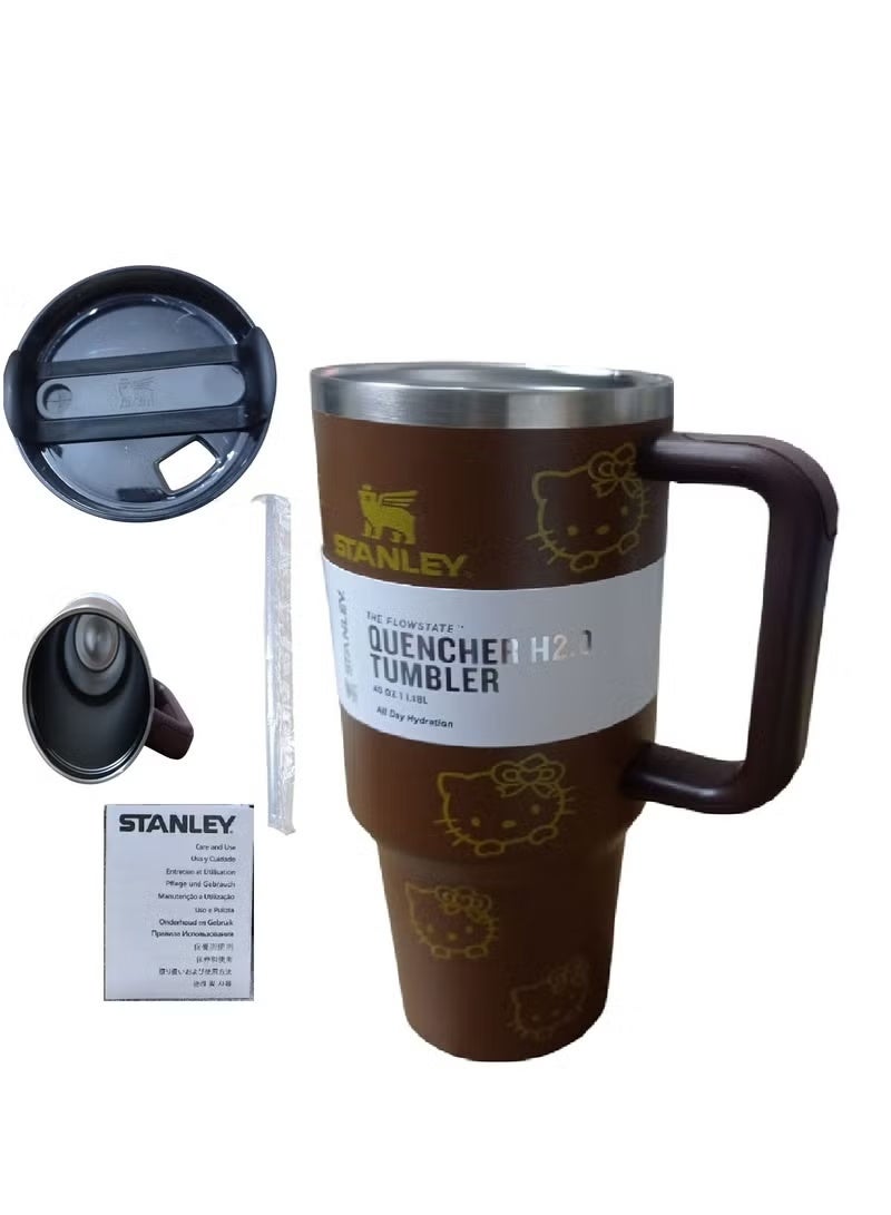 Stanley Quencher H2.0 Flow State Stainless Steel Tumbler, (1.18 L - 40 oz) Hello Kitty - Chocolate - Image 1
