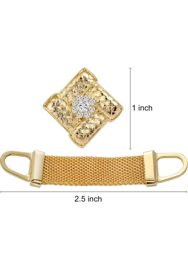 هاوسن أزرار أكمام للرجال مع سلسلة في صندوق هدايا - مجوهرات أو إكسسوارات بدلة قميص ذهبية لامعة - هدايا حفلات للرجال أو الأولاد (مربع) - Image 4