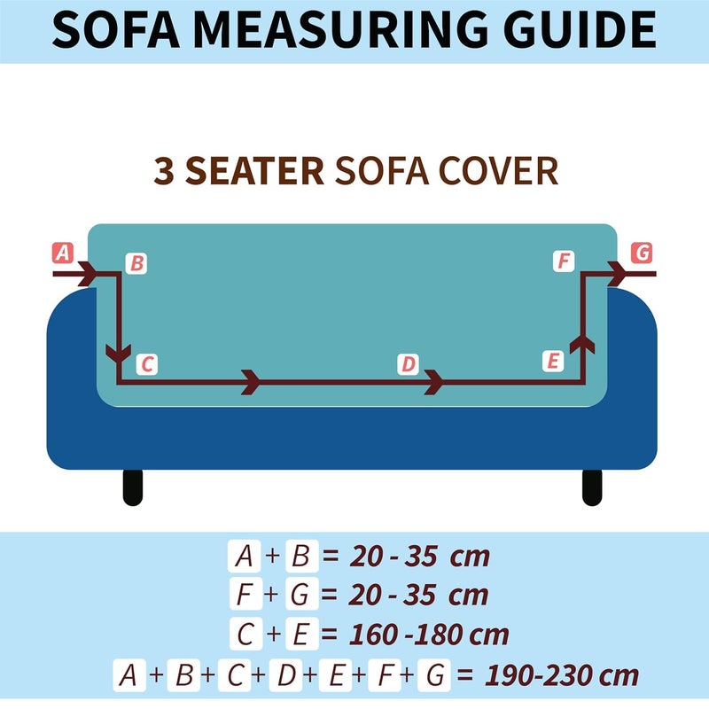 Furshine Furshine Sofa Cover 3 Seater Fully Covered Universal 3 Seater Sofa Cover NonSlip Sticky Elastic Stretchable Sofa Set Slipcover Protector for Three Seater Triple Seater Sofa Cover Blue Lotus  - Image 5