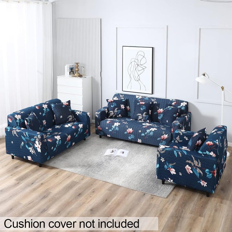 Furshine Furshine Sofa Cover 3 Seater Fully Covered Universal 3 Seater Sofa Cover NonSlip Sticky Elastic Stretchable Sofa Set Slipcover Protector for Three Seater Triple Seater Sofa Cover Blue Lotus  - Image 4