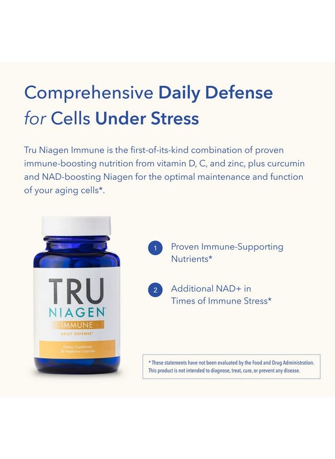 TRU NIAGEN TRU NIAGEN Immune Support Supplement - Daily Defense - Vitamin C from Fermentation, Vegan Vitamin D3 2000 IU, Zinc, Plus Theracurmin (Curcumin) + Multi Award-Winning NAD Boosting Niagen 150mg 60ct  - Image 5