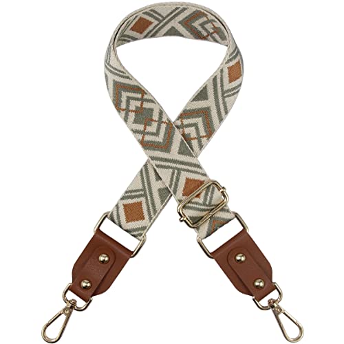 Duwi Wide Purse Strap Jacquard Guitar Style Strap Multicolor Canvas Adjustable Crossbody Bag Strap(brown,beige,browngreen2) - Image 1