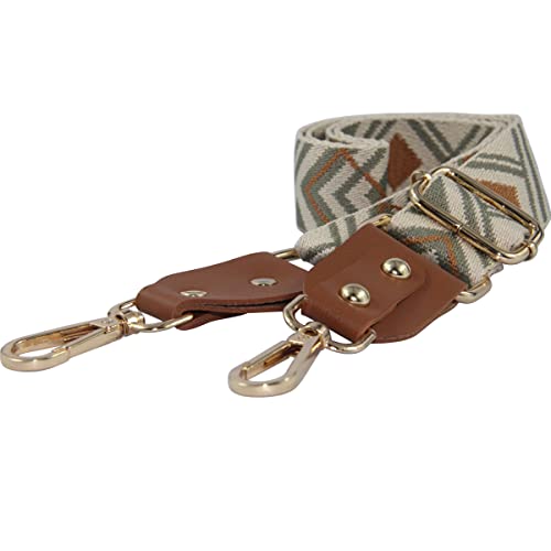 Duwi Wide Purse Strap Jacquard Guitar Style Strap Multicolor Canvas Adjustable Crossbody Bag Strap(brown,beige,browngreen2) - Image 4