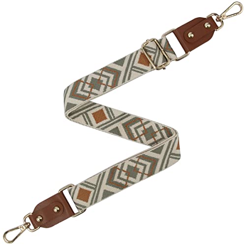Duwi Wide Purse Strap Jacquard Guitar Style Strap Multicolor Canvas Adjustable Crossbody Bag Strap(brown,beige,browngreen2) - Image 5