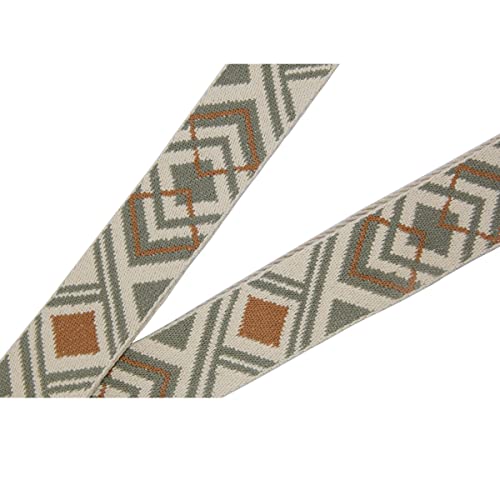 Duwi Wide Purse Strap Jacquard Guitar Style Strap Multicolor Canvas Adjustable Crossbody Bag Strap(brown,beige,browngreen2) - Image 3