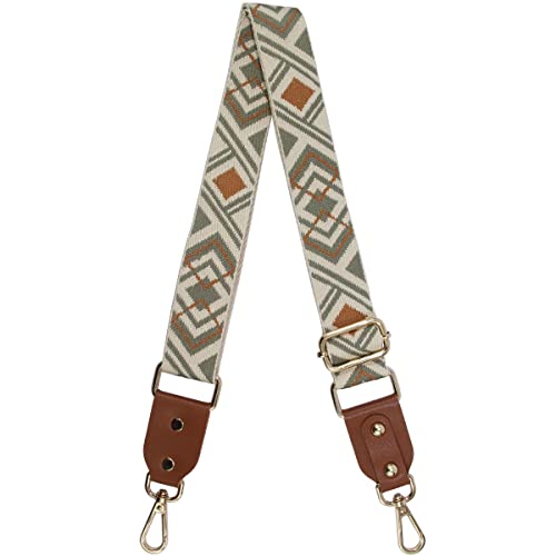 Duwi Wide Purse Strap Jacquard Guitar Style Strap Multicolor Canvas Adjustable Crossbody Bag Strap(brown,beige,browngreen2) - Image 2