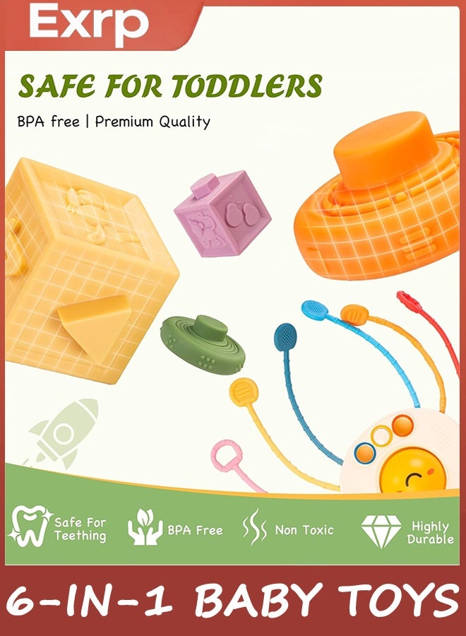 ERTYU 6-in-1 Baby Toys 18+ Months, Montessori Toys for Babies18+ Months, Infant Teething Toy Stacking Blocks Rings Sensory Bin, Sorting Sensory Educational Learning Gift for Toddlers Aged 18+ - Image 4