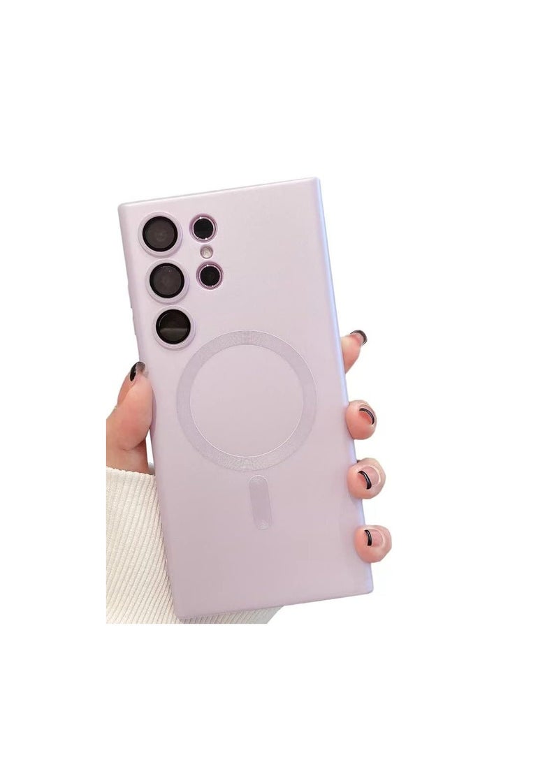 Case Magnetic Designed for Samsung Galaxy S23 Ultra [Compatible with MagSafe] Case with Camera Lens Protector Soft TPU Silicone Slim Shockproof Protective Phone Cover for Girls Women Men Pink