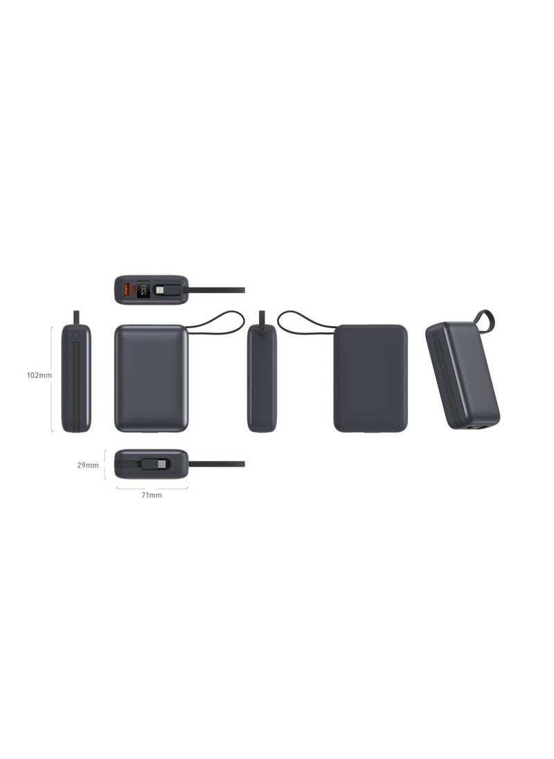 iOsuite - Mini size Power Bank 20,000 mAh PD 22.5W Fast Charging with Type C cable and Lightning cable and (2 Ports) 1*USB-C & 1*USB-A - Grey - T180LF - Image 1