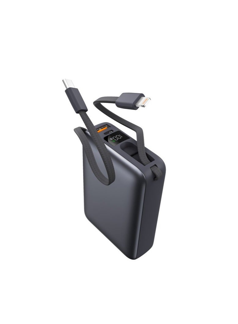 اى او سويت باور بنك iOsuite صغير الحجم سعة 20000 مللي أمبير، شحن سريع 22.5 واط، معتمد للسفر الجوي وآمن للطيران، شحن 4 أجهزة في نفس الوقت، كابل تايب سي ولايتنينج مدمج، منافذ USB-C وUSB-A، شاشة رقمية – رمادي - Image 2