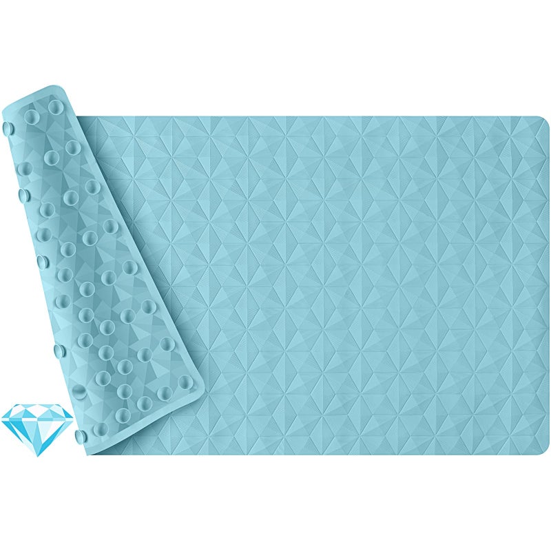 WRISIN Non Slip Bathtub Mat for Bath Tub Shower - Natural Rubber Mat with 241 Suction Cups - Soft Bathroom Safety Mat - Unique Diamond Pattern - Fatigue Relief - Machine Washable - 16 Ã— 28 Inch - Image 1