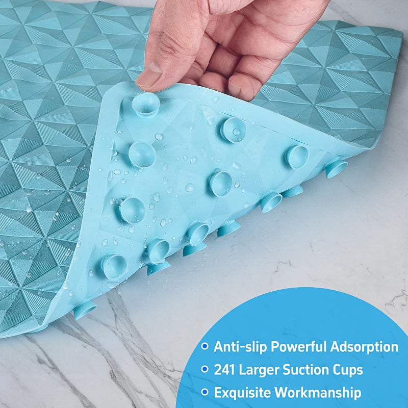 WRISIN Non Slip Bathtub Mat for Bath Tub Shower - Natural Rubber Mat with 241 Suction Cups - Soft Bathroom Safety Mat - Unique Diamond Pattern - Fatigue Relief - Machine Washable - 16 Ã— 28 Inch - Image 3