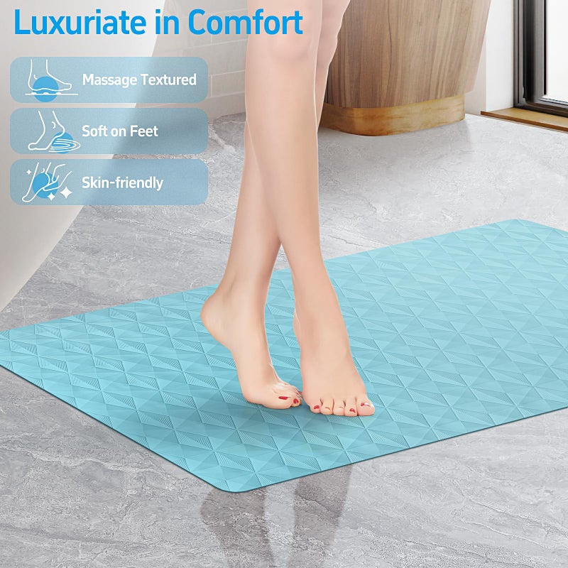 WRISIN Non Slip Bathtub Mat for Bath Tub Shower - Natural Rubber Mat with 241 Suction Cups - Soft Bathroom Safety Mat - Unique Diamond Pattern - Fatigue Relief - Machine Washable - 16 Ã— 28 Inch - Image 4