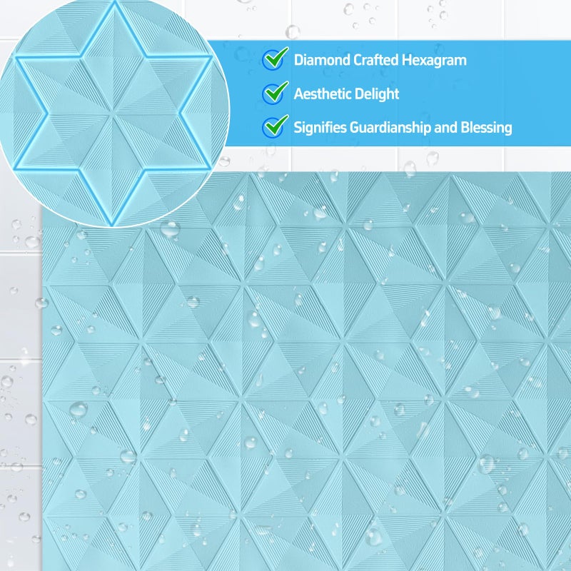 WRISIN Non Slip Bathtub Mat for Bath Tub Shower - Natural Rubber Mat with 241 Suction Cups - Soft Bathroom Safety Mat - Unique Diamond Pattern - Fatigue Relief - Machine Washable - 16 Ã— 28 Inch - Image 2