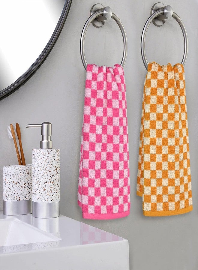 Jacquotha Luxury Hand Towels Set of 4 - Cotton Soft Decorative Checkered Towels for Kitchen Bathroom, Black, Hot Pink, Navy, Orange, 13x29 Inches Men Women Family Towel - Image 4