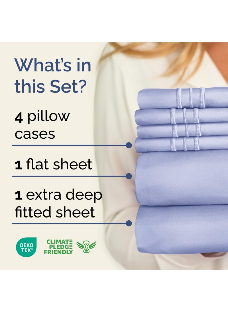 Extra Deep King Sheet Set - 6 Piece Breathable & Cooling Sheets - Hotel Luxury Bed Sheets Set - Easy & Secure Fit - Soft  Wrinkle Free & Comfy Sheets Set - Lavender Sheet Set with Extra Deep Pockets