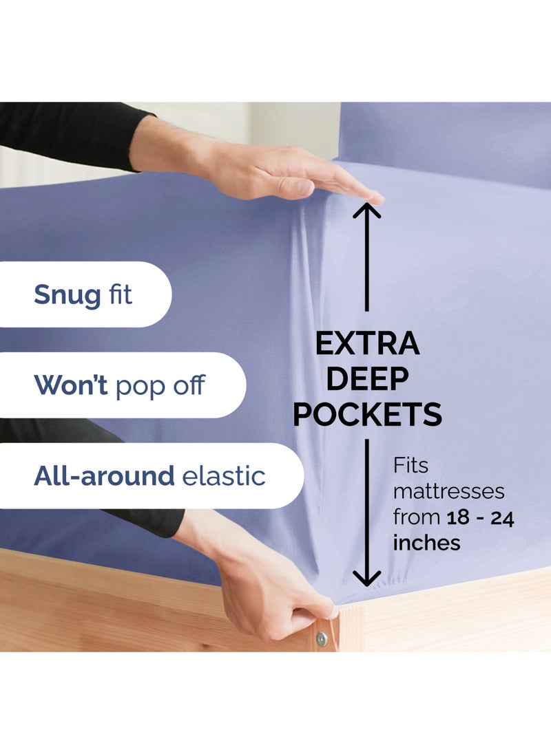 Extra Deep King Sheet Set - 6 Piece Breathable & Cooling Sheets - Hotel Luxury Bed Sheets Set - Easy & Secure Fit - Soft  Wrinkle Free & Comfy Sheets Set - Lavender Sheet Set with Extra Deep Pockets