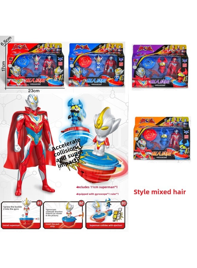 Children's Deformation Toy Robot Wasp Ares Dinosaur Boy Autobots Optimus Model School Institutional Gifts-Color:Chinese Superman Pull String Gyro Combination - Image 1