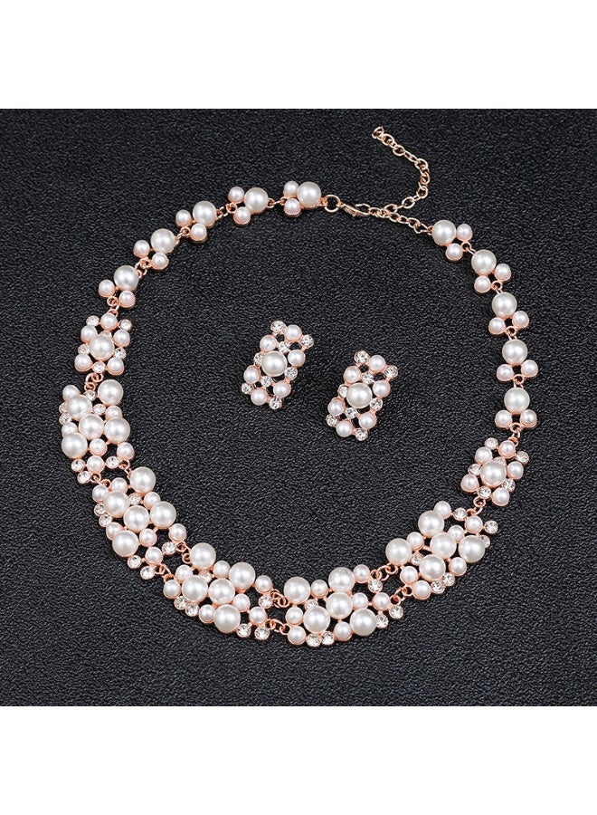 NIBEMINENT 2022 New Fashion Pearl Necklace and Earring Set