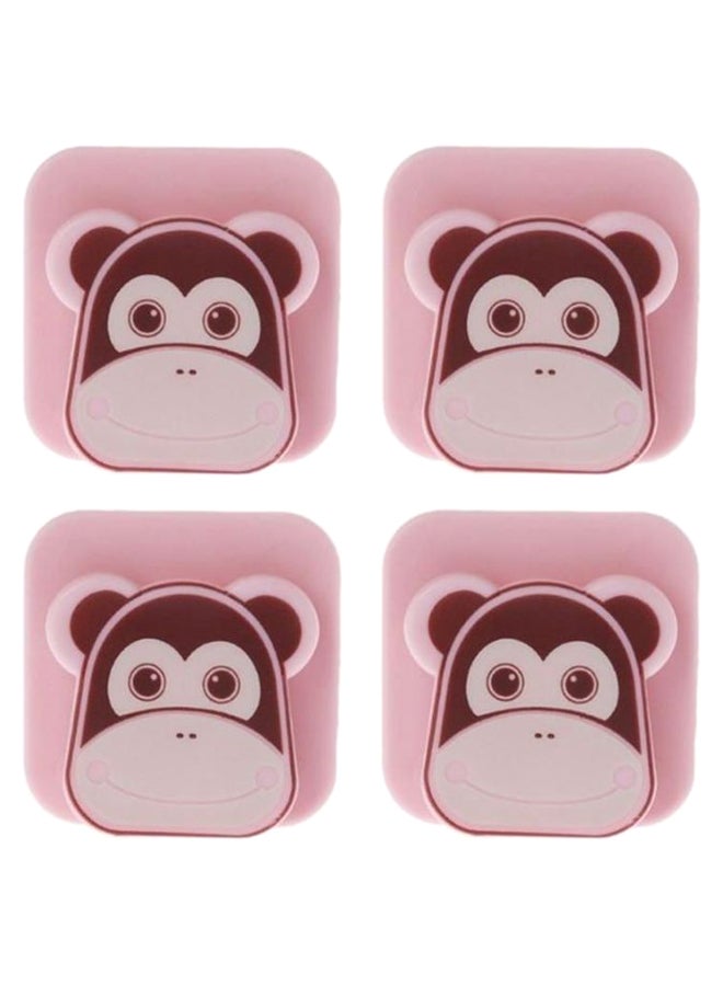 4-Piece Animal Print Pattern Comforter Clip Set Pink/Brown 