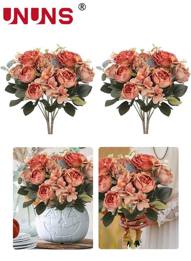 UNUNS Artificial Peony Flowers,2 Packs Vintage Silk Flowers For Home Office Wedding Decor - Image 1