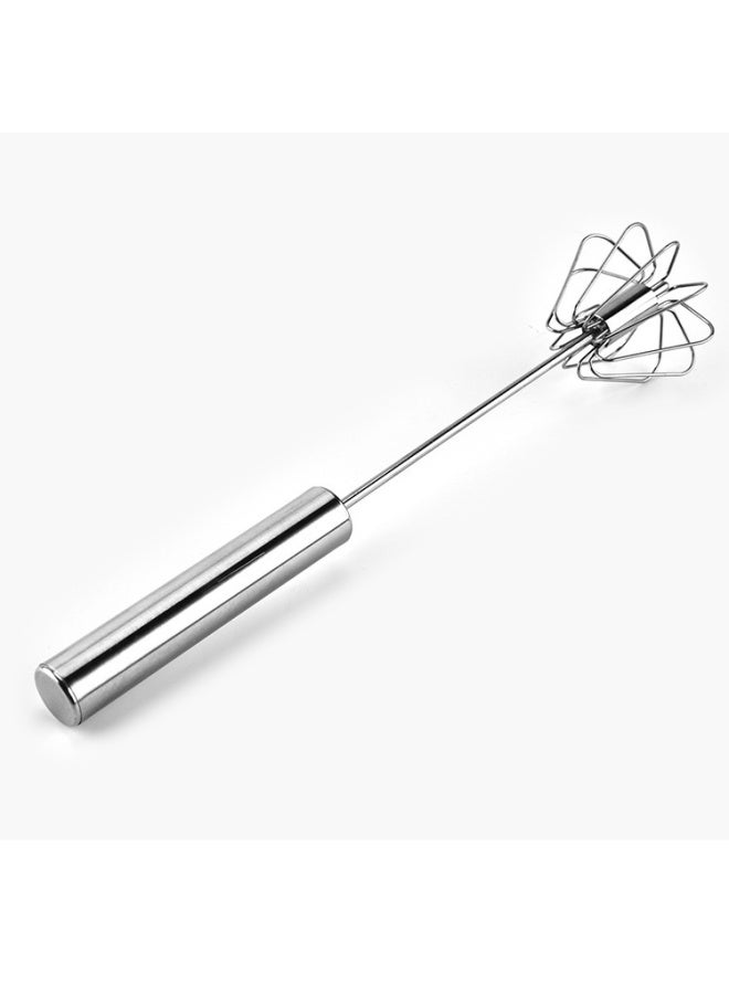 Stainless Steel Semi-automatic Egg Beater Press Blender Handheld Semi-automatic Egg White Blender Household Egg Beater-Color:28cm Silicone Handle - Image 4