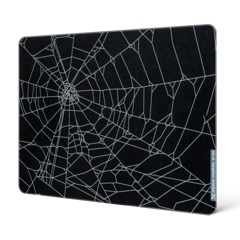 GMKWTL XVX Black Spider Webs Glass Gaming Mousepad 4.0,Hard Mousepad for Gaming,Ultra-Smooth Micro-Etched Surface Mouse Mat with Non-Slip Rubber Base(410mm*310mm) - Image 1
