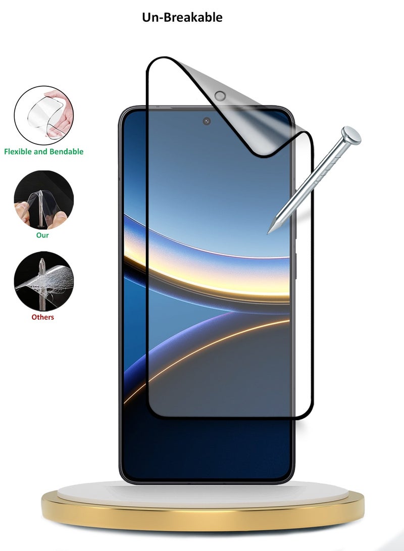Wtech Xiaomi Poco F7 Pro / Xiaomi Poco F7 Ultra 5G 2025 Premium Nano Ceramic Full Glue Full Cover Matte Flexible Screen Protector (MSCNMN) - Clear/Black - Image 3