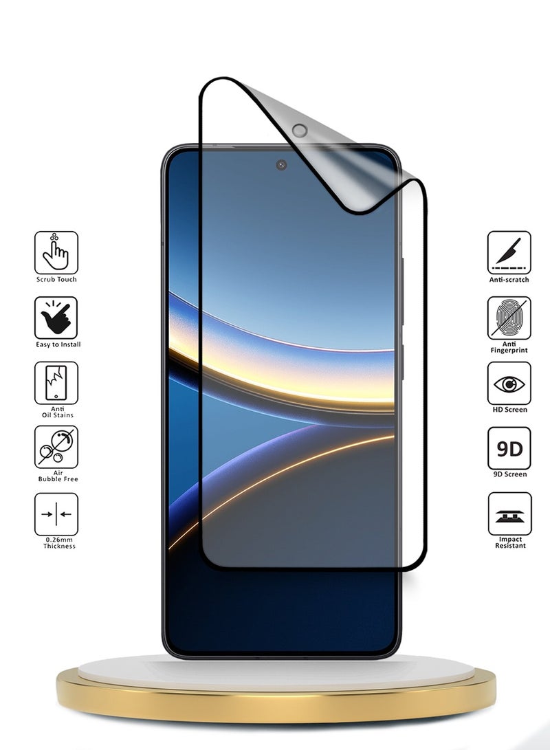 Wtech Xiaomi Poco F7 Pro / Xiaomi Poco F7 Ultra 5G 2025 Premium Nano Ceramic Full Glue Full Cover Matte Flexible Screen Protector (MSCNMN) - Clear/Black - Image 2