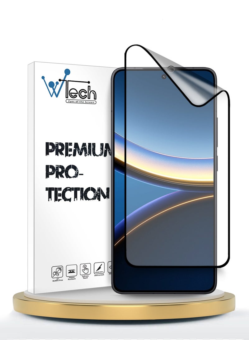 Wtech Xiaomi Poco F7 Pro / Xiaomi Poco F7 Ultra 5G 2025 Premium Nano Ceramic Full Glue Full Cover Matte Flexible Screen Protector (MSCNMN) - Clear/Black - Image 1
