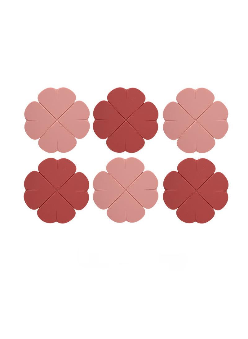 6pcs insulation mat, dining table mat, cup mat, meal mat, silicone household anti-skid and anti scalding pot mat