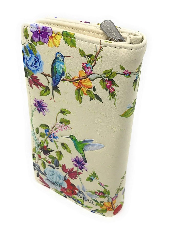 Shag Wear Vintage Hummingbird Large Bird Wallet For Women Vegan Faux Leather 7 Beige  - Image 2