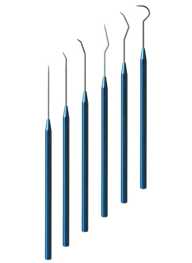 Moody Tools 55-1292 25mil 6-Piece Anodized Aluminum Precision Probe Set: Straight, Single, Short Double, Long Double, Triple and Hook Tips