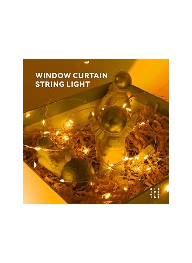 The Bros Curtain String Light,300 LED Lights Window Curtain 3x3Meters Fairy Lights with Remote Control for Christmas,Bedroom,Party,Wedding Decorations(Battery Powered)(Warm White)  - Image 4
