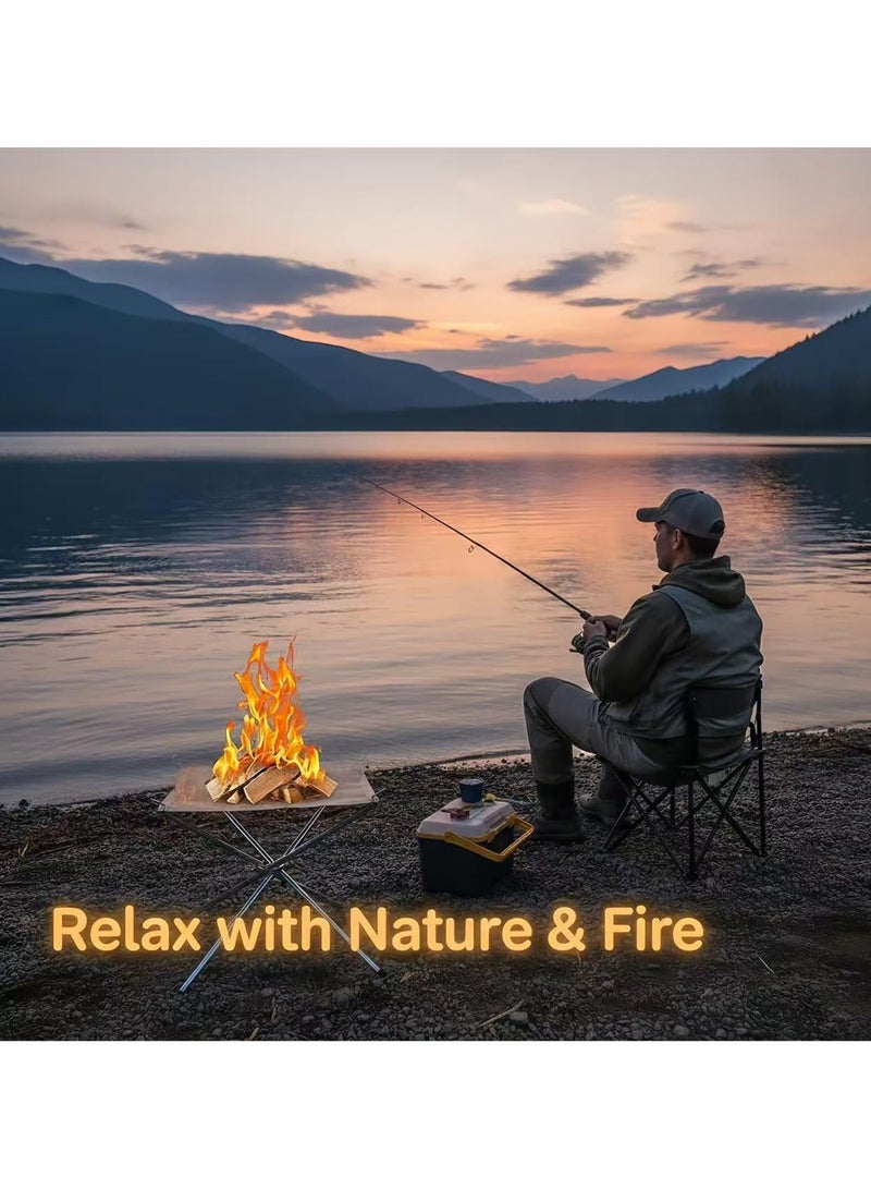 MiiSort Upgrade Portable Fire Pit OutdoorCamping Fire Pit Foldable Steel Mesh Fire Pits Fireplace 42cm - Image 1