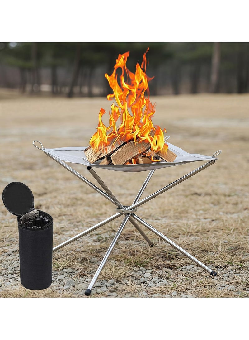 MiiSort Upgrade Portable Fire Pit OutdoorCamping Fire Pit Foldable Steel Mesh Fire Pits Fireplace 42cm - Image 2