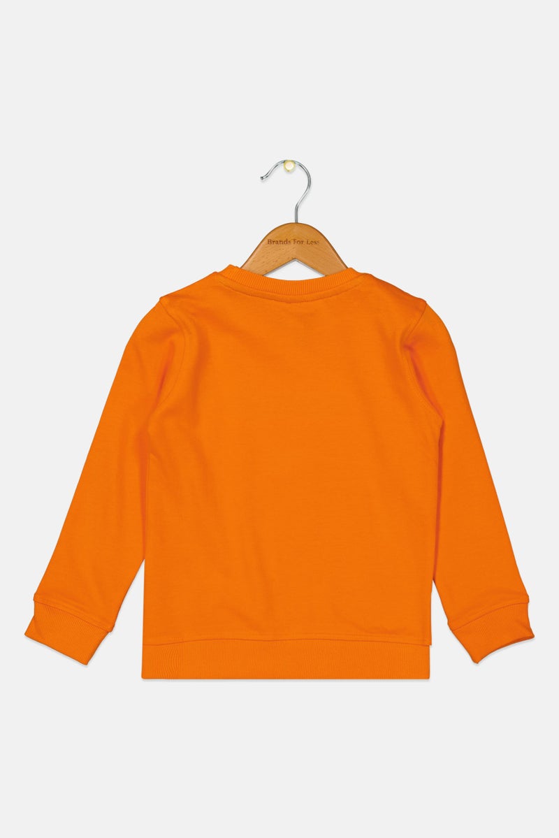Nautica Competition Toddlers Boy Crew Neck Brand Logo Sweatshirt, Orange  - Image 2